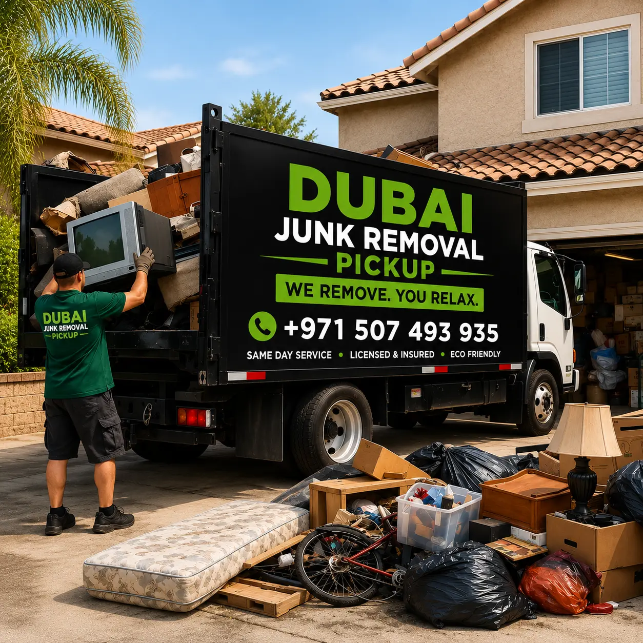 Professional junk removal service Dubai — licensed pickup truck
